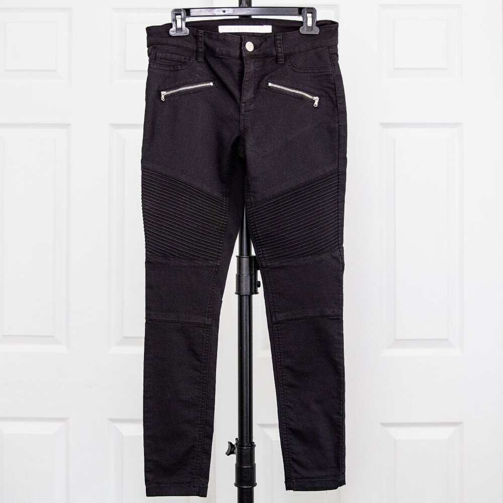 Black Moto Pants with Zipper Details